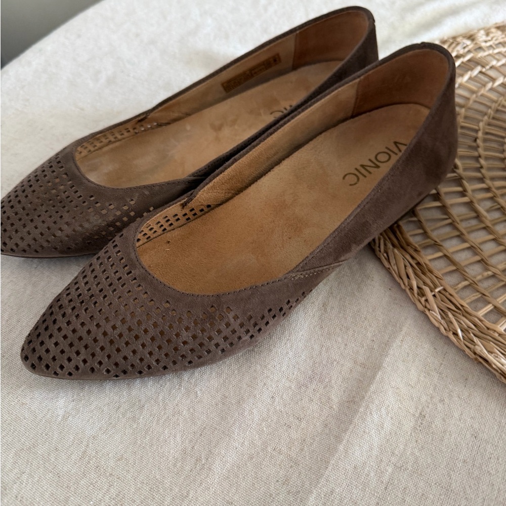 Vionic Posey Perforated Suede Point Toe Flats Sho… - image 6